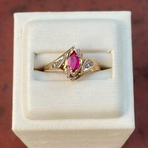 10k Gold Ruby Ring with Diamonds
